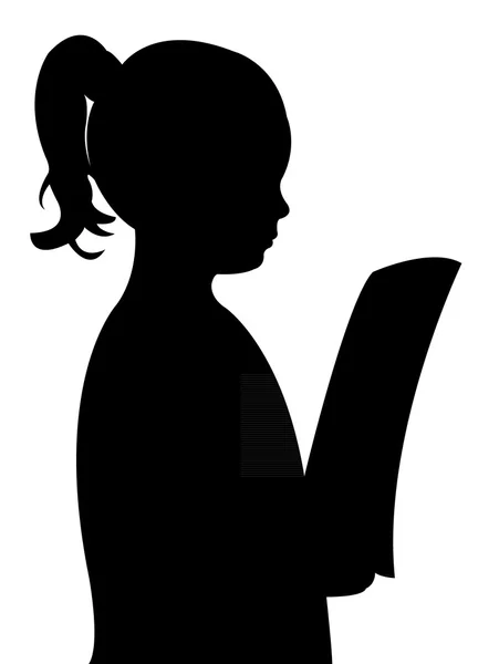 Gazete siluet vektörü okuyan kız — Stok Vektör