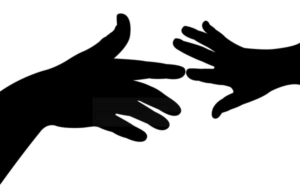Ilustração af duas mãos alcançando um ao outro — Fotografia de Stock
