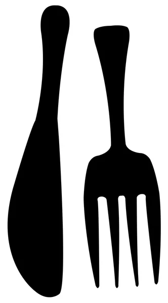 Fork and knife, silhouette. — Stock Photo, Image