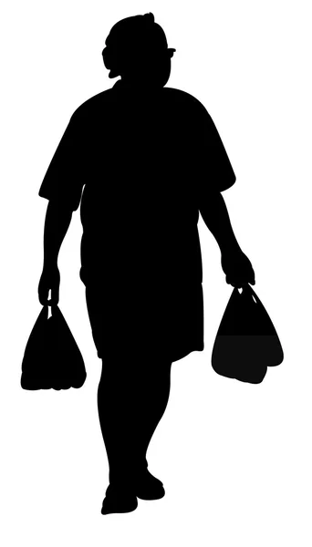 Άνθρωπος μεταφέρουν τσάντες, ψώνια, silhouette διάνυσμα — Διανυσματικό Αρχείο