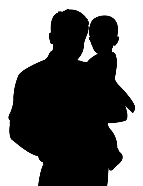 Padre y niña juntos, silueta vector — Vector de stock