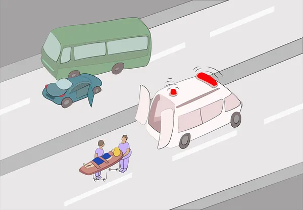 First aid at traffic accident — Stock Photo, Image
