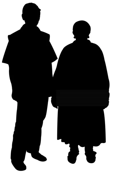 Vecchia coppia insieme, silhouette — Foto Stock