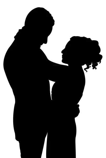 Appena sposati silhouette coppia — Foto Stock