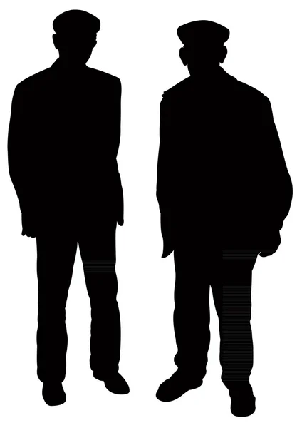 Two old poor men silhouette — Stock Photo, Image