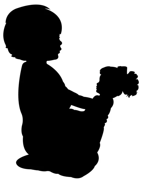 Dítě hraje s panenkou — Stock fotografie