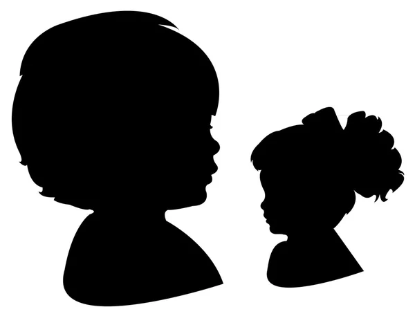 Child head and doll head silhouette — Stock Photo, Image