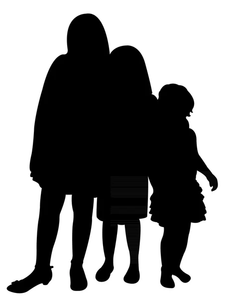 Drei Schwestern zusammen Silhouette — Stockfoto