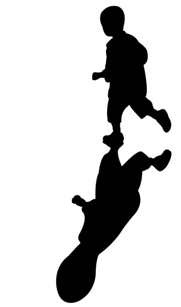 Running boy and shadow — Stock Photo, Image