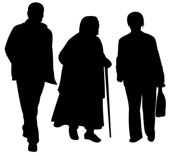 Family walking silhouette — Stock Photo, Image