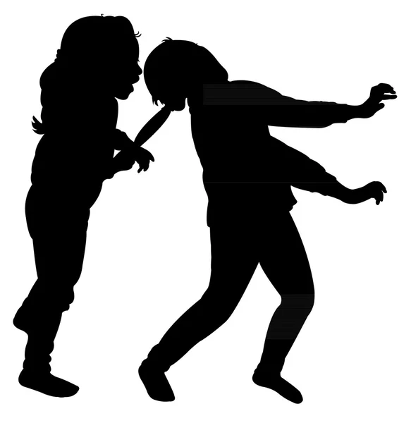 Girls fighting silhouette — Stock Photo, Image