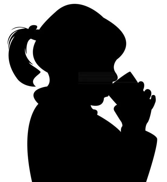 Un enfant buvant de l'eau, silhouette — Photo