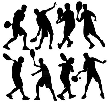 Tenisçi çocuk siluet vektörü