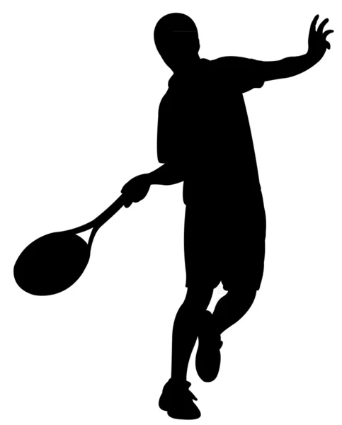 Tennisspieler Junge Silhouette Vektor — Stockvektor
