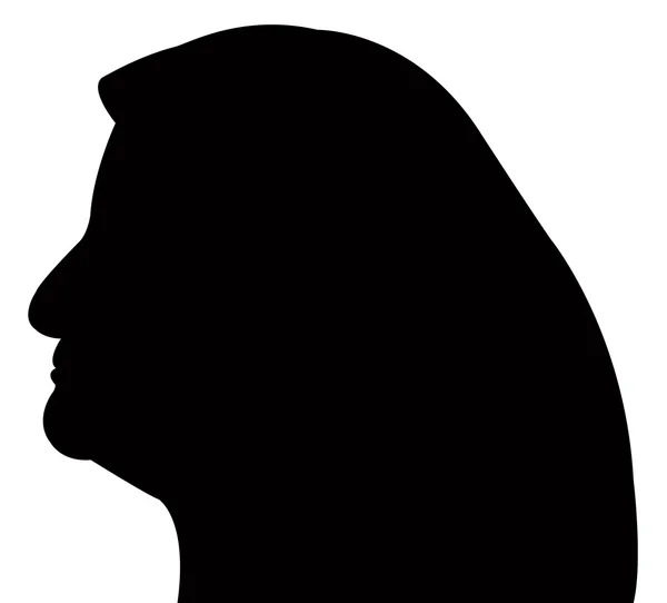 Dame musulmane avec écharpe, tête silhouette vecteur — Image vectorielle