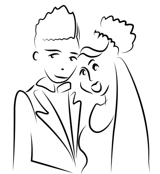 Právě ženatý pár kreslený vektor — Stockový vektor
