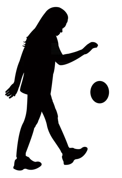 Playing with ball, silhouette vector — Stock Vector