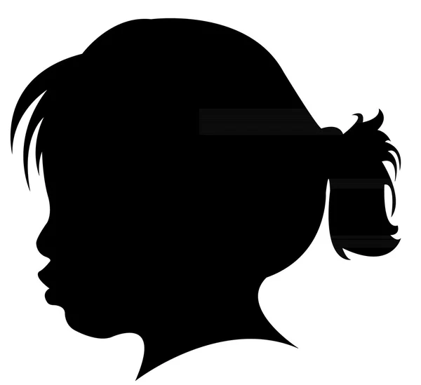 Una niña cabeza silueta vector — Vector de stock