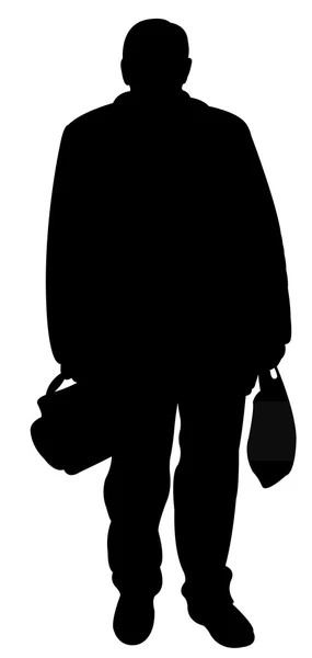 Homme avec sacs, vecteur silhouette — Image vectorielle