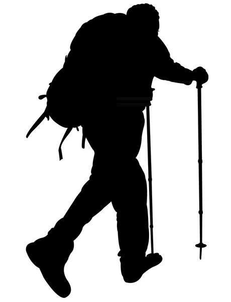 Silhouette of a mountaineer — Stock Photo, Image