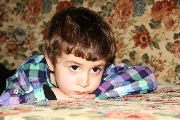 Bored boy at home — Stock Photo, Image