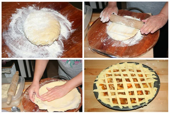 リンゴと自家製のパイを作るセットをコラージュします。 — ストック写真