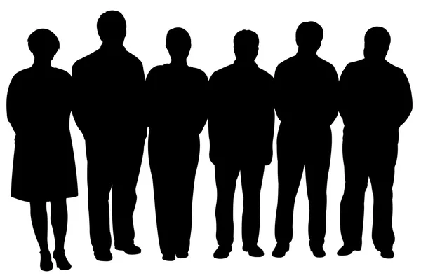 İş adamlarının siluetleri sırada bekliyor.