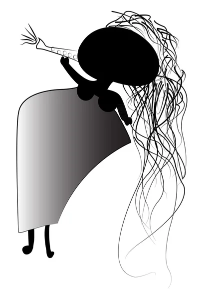 Flauta mujer, vector de dibujos animados — Vector de stock