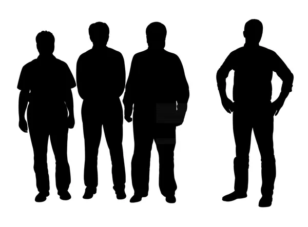 Silhouettes de gens d'affaires, debout en ligne — Image vectorielle