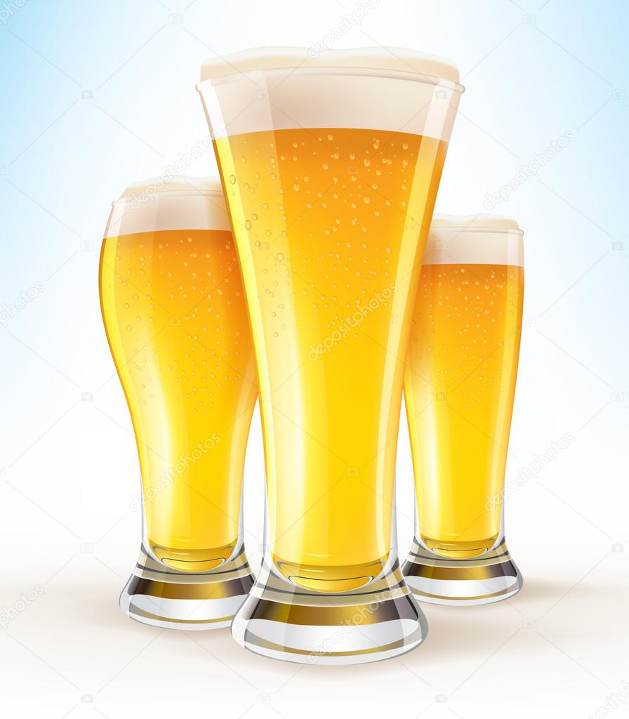 Realistic Vector Glasses of Beer close-up EPS10