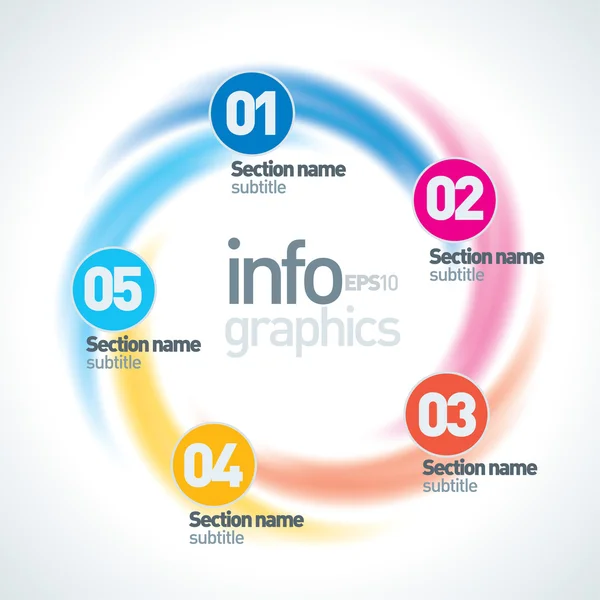 Abstrakt oändlig papper infographics. 5 stycken cirkel formen — Stock vektor