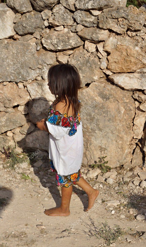 The little girl in a white national dress — Stock Photo © malven #27261325