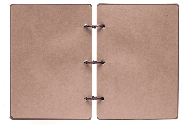 Öppna anteckningsboken med sidor av brun färg — Stockfoto