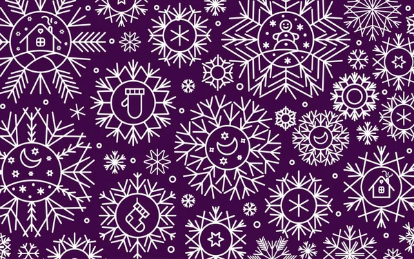 Nieuwjaar Kerstmis Sjabloon Van Decoratieve Sneeuwvlokken Sterren Een Close Vectorillustratie — Stockvector