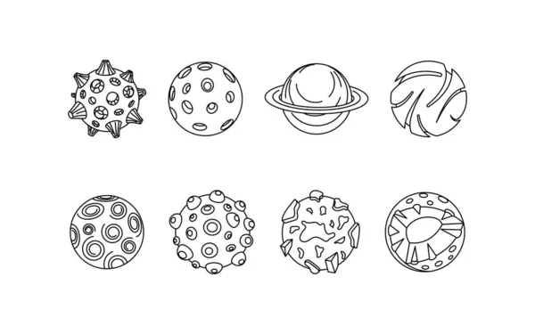 Set Different Types Planets Sample Outline Image Vector Illustration — Stock Vector