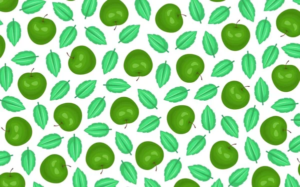 Comida Bebidas Antecedentes Textura Manzanas Verdes Hojas Menta Imagen Multicolor — Vector de stock