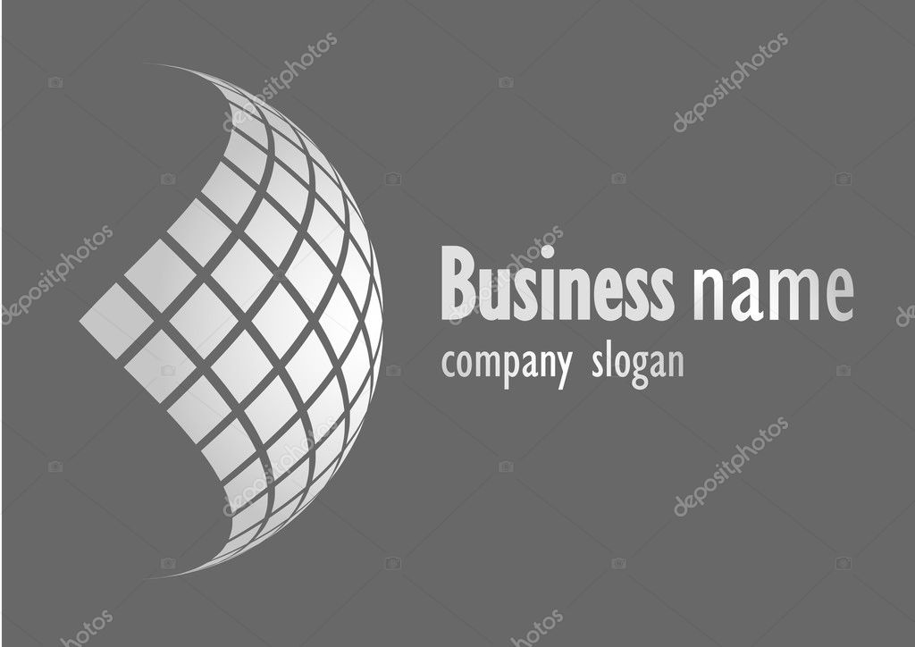Silver business logo globe design on grey background