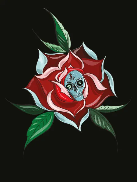 Rose und Totenkopf — Stockfoto