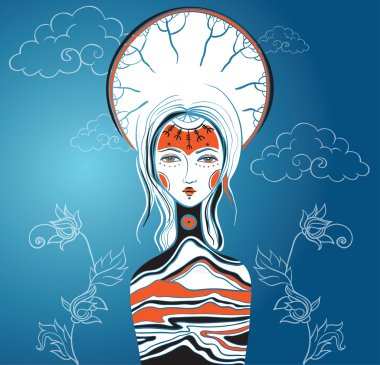 Tanrıça vektör Illustration. kadın güzel örneği. Annesi nat