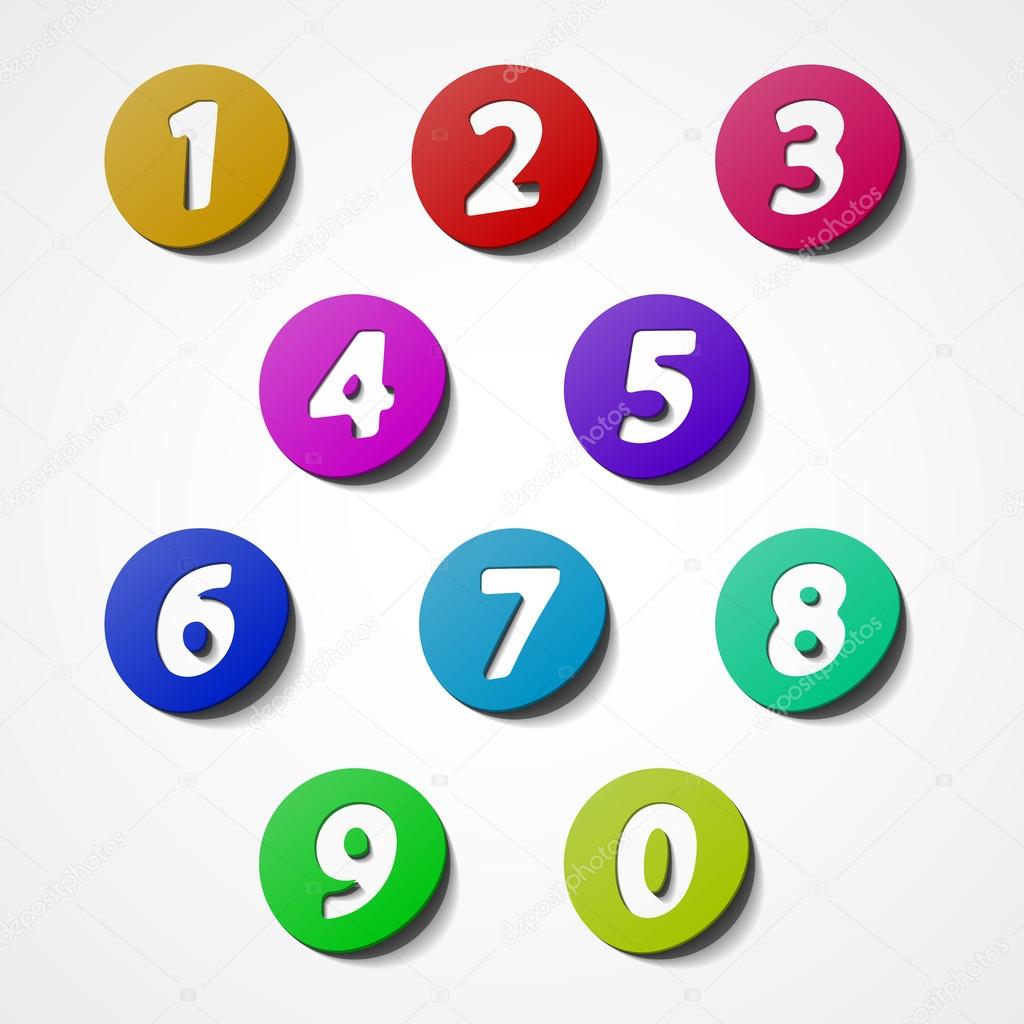 Numbers set, colorful web icon