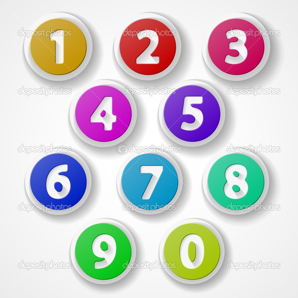Numbers set, colorful web icon