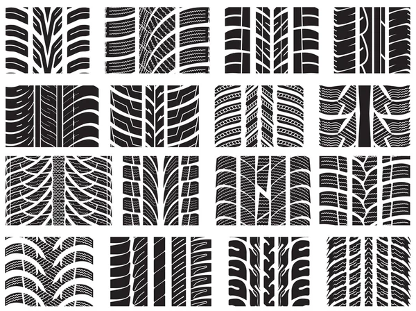 Ensemble de différentes bandes de roulement de pneus — Image vectorielle