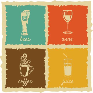 vintage bardak etiket kümesi