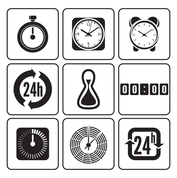 Clocks, time icons set — Stock Vector