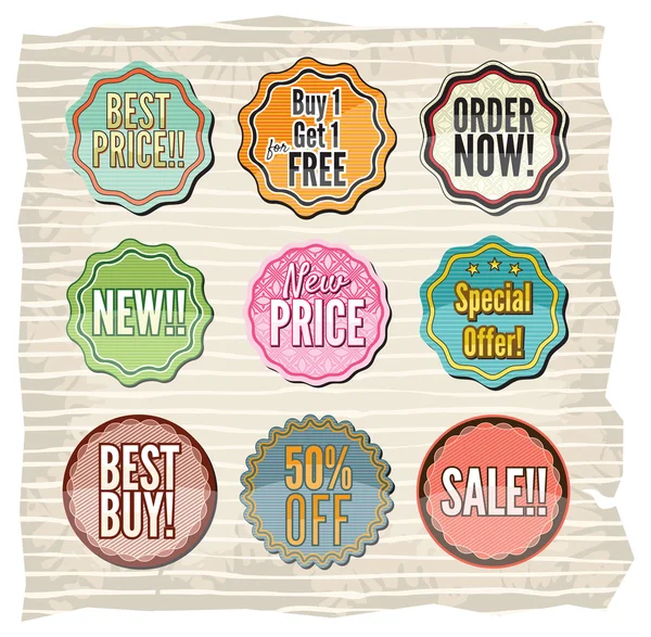 Set van retro badges en stickers — Stockvector