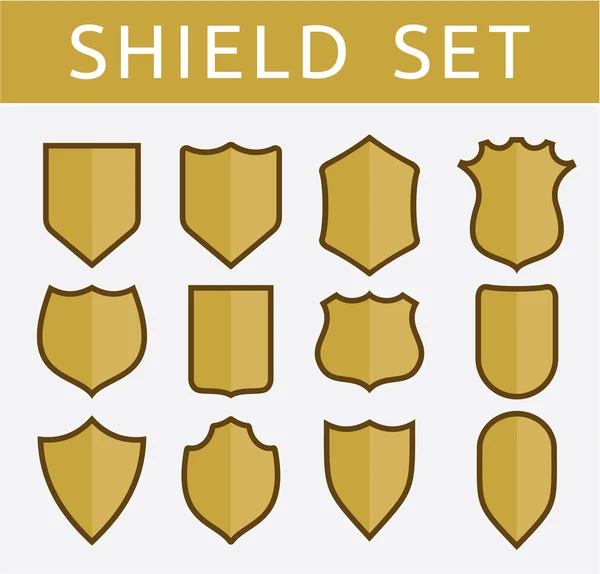Conjunto escudo de oro — Vector de stock