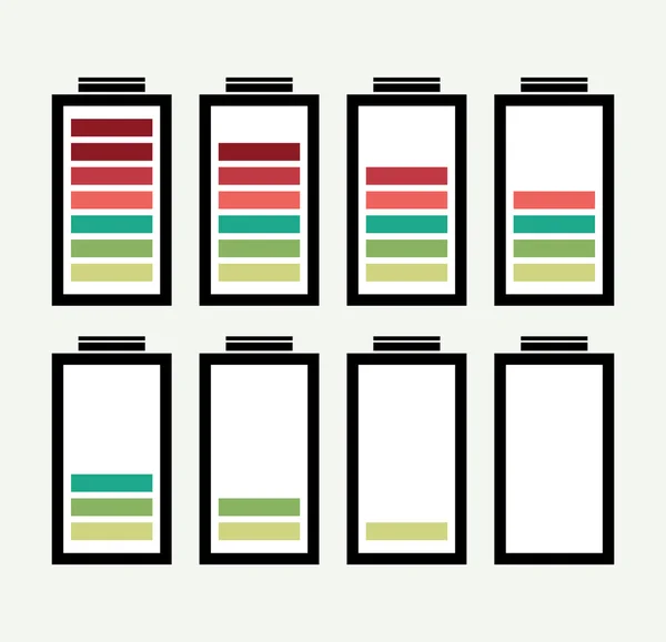 Icône de batterie avec niveau de charge coloré — Image vectorielle