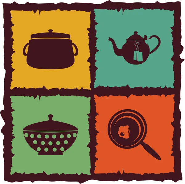 Set de elementos de cocina Vintage Etiquetas — Archivo Imágenes Vectoriales