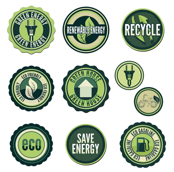 Set di etichette ed elementi per la tecnologia verde — Vettoriale Stock