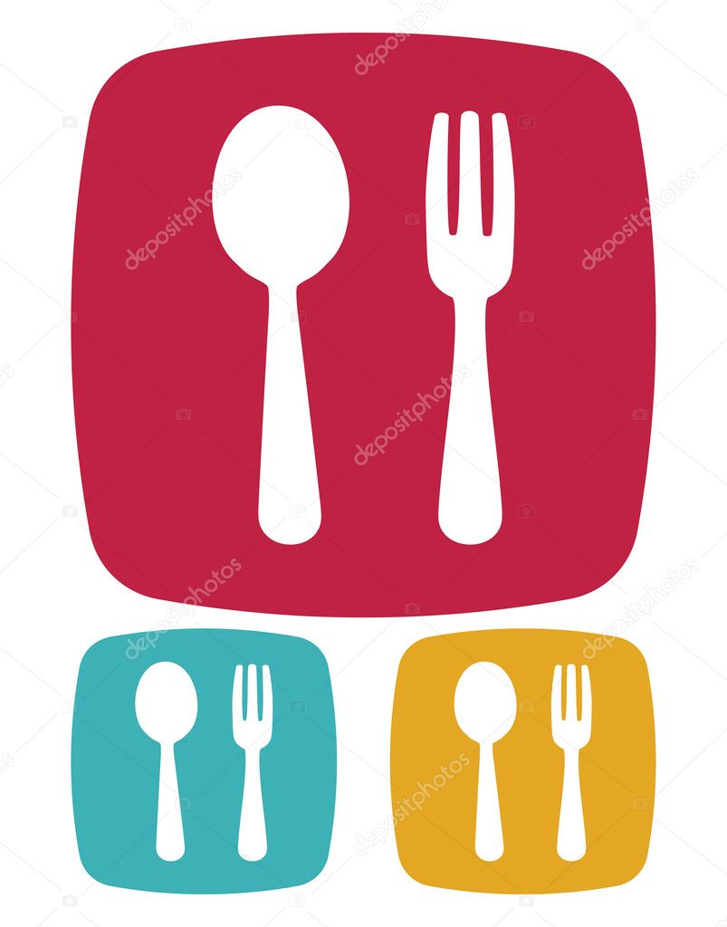 Fork and spoon icon - restaurant sign